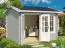 Gartenhaus G172 Lichtgrau inkl. Fußboden - 44 mm Blockbohlenhaus, Fläche: 7,02 m², Satteldach