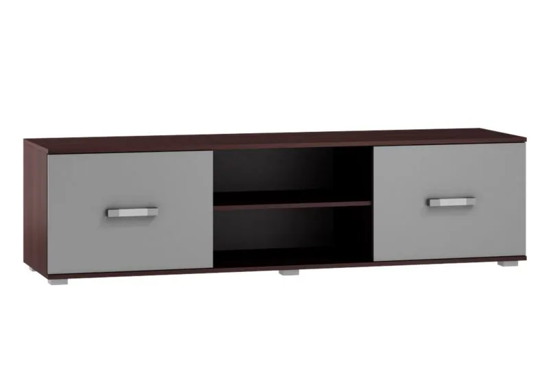TV-Unterschrank Tabubil 10, Farbe: Wenge / Grau - Abmessungen: 48 x 180 x 48 cm (H x B x T)