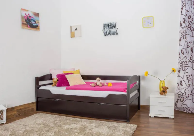 Schubladenbett Buche 90 x 200 cm Schokobraun Abbildung