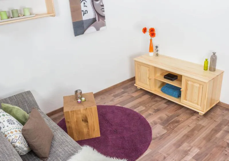 TV-Möbel TV-Schrank Massivholz Farbe: Natur 55x136x47 cm  Abbildung