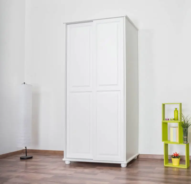 92 cm breiter Kleiderschrank mit 2 Türen | Farbe: Weiß Abbildung