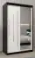 Schiebetürenschrank / Kleiderschrank mit Spiegel Tomlis 02B, Farbe: Schwarz / Weiß matt - Abmessungen: 200 x 120 x 62 cm (H x B x T)