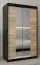 Schiebetürenschrank / Kleiderschrank Jan 02D mit Spiegel, Farbe: Schwarz / Eiche Sonoma - Abmessungen: 200 x 120 x 62 cm (H x B x T)