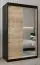 Schiebetürenschrank / Kleiderschrank mit Spiegel Tomlis 02B, Farbe: Schwarz / Eiche Sonoma - Abmessungen: 200 x 120 x 62 cm (H x B x T)