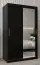 Schiebetürenschrank / Kleiderschrank Bisaurin 2C mit Spiegel, Farbe: Schwarz - Abmessungen: 200 x 120 x 62 cm ( H x B x T)