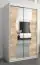 Schiebetürenschrank / Kleiderschrank Robinyera 02 mit Spiegel, Farbe: Weiß matt / Eiche Sonoma - Abmessungen: 200 x 120 x 62 cm ( H x B x T)