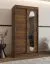 Schiebetürenschrank / Kleiderschrank | Farbe: Walnuss | 1 Meter breit | zwei Kleiderstangen | fünf Fächer | Aluminiumschienen | eine Spiegeltür