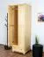 Schmaler Kleiderschrank | 2 Drehtüren | 4 Fächer | 1 Schublade | mit Kleiderstange | 65 cm breit | Massivholz | Farbe: Natur Abbildung
