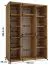 Kleiderschrank Mina mit Schiebetüren in Eiche/Schwarz gehalten, moderne Optik, viel Stauraum, Lamellen in Eiche, Anti Staubbürsten, 235,2 x 180 x 60 cm