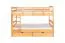Stockbett 90 x 200 cm für Erwachsene "Easy Premium Line" K17/n inkl. 2 Schubladen und 2 Abdeckblenden, Buche Massivholz Natur lackiert, teilbar
