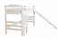 Weißes Hochbett mit Rutsche 90 x 200 cm, Buche Massivholz Weiß lackiert, umbaubar, "Easy Premium Line" K30/n