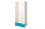 Jugendzimmer - Drehtürenschrank / Kleiderschrank Aalst 17, Farbe: Eiche / Weiß / Blau - Abmessungen: 190 x 80 x 50 cm (H x B x T)